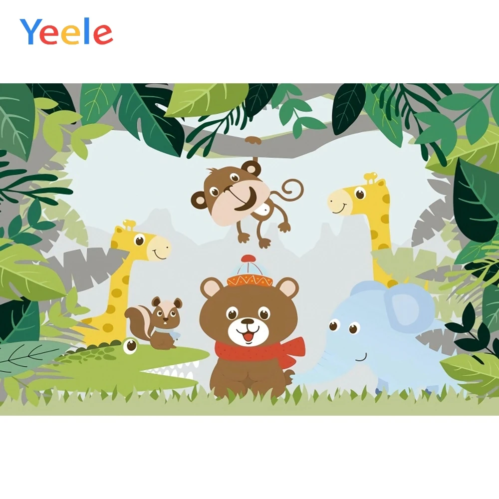 

Виниловый фон для фотосъемки с изображением сафари животных диких джунглей леса новорожденного ребенка душа первого дня рождения