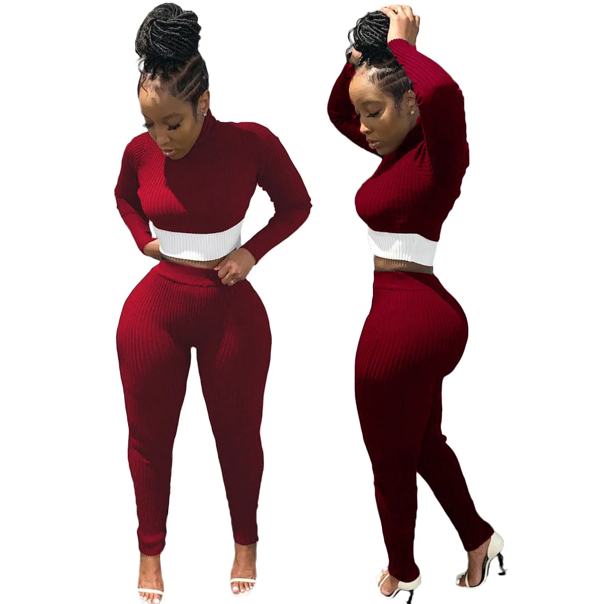 70LM8295 Autumn Winter Women Casual Fashion Sexy Skinny Navel Pit Strip Stitching and Color Two Piece Set Hot
70LM8295 Autumn Winter Women Casual Fashion Sexy Skinny Navel Pit Strip Stitching and Color Two Piece Set Hot