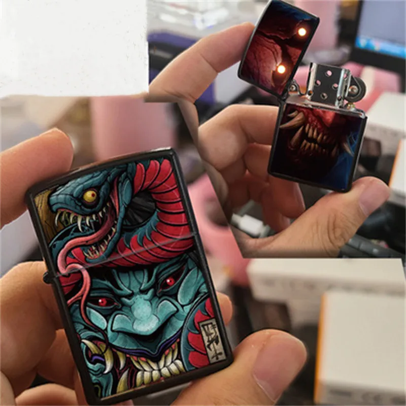 Windproof Kerosene Lighter Metal Japanese Horror Style Painted Grinding Wheel Lighter Cigarette Accessories Men Gift
Windproof Kerosene Lighter Metal Japanese Horror Style Painted Grinding Wheel Lighter Cigarette Accessories Men Gift