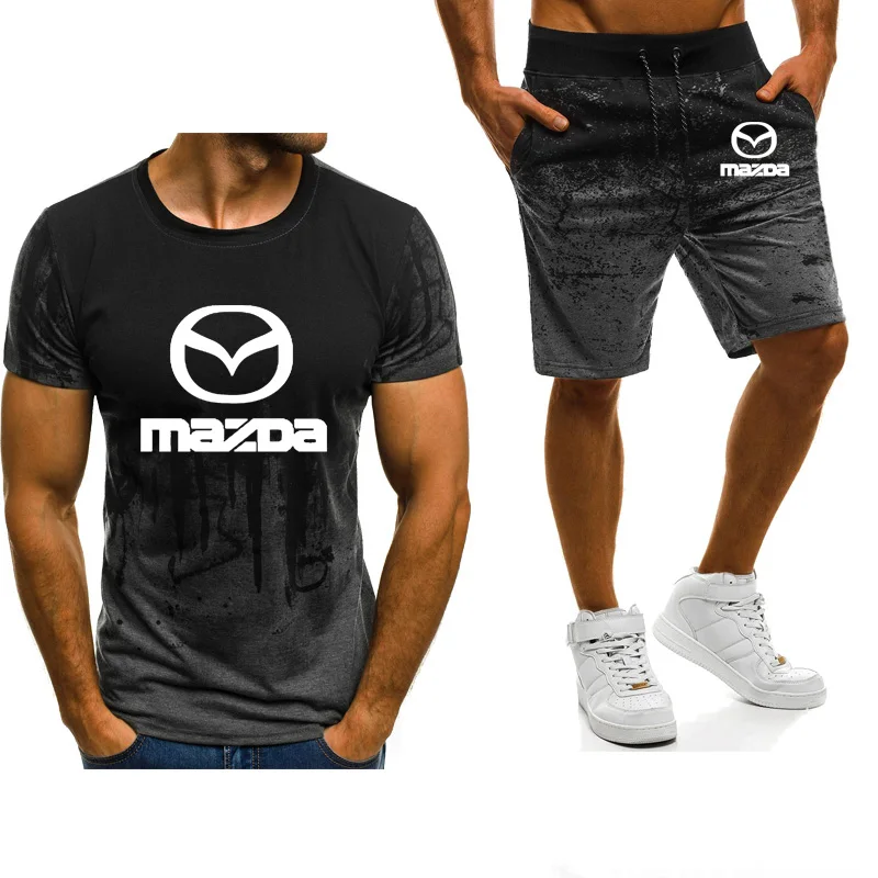 Unisex Summer Men's T-Shirt Mazda Car Logo print Gradient casual Short sleeve Cotton Men's T-shirt+shorts suit 2pcs
Unisex Summer Men's T-Shirt Mazda Car Logo print Gradient casual Short sleeve Cotton Men's T-shirt+shorts suit 2pcs