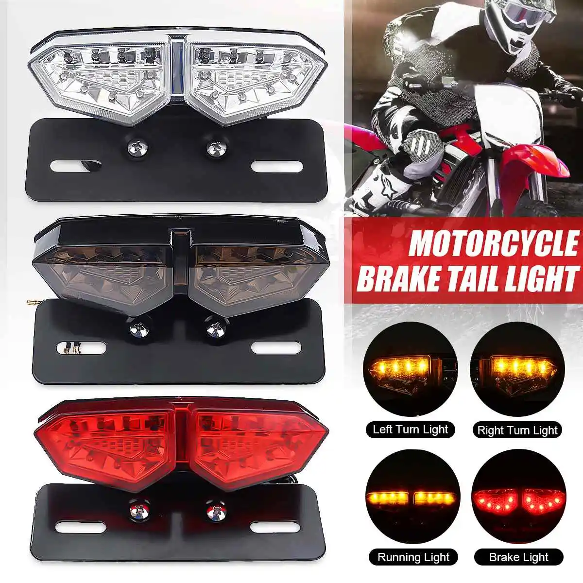 Motorcycle LED Taillight Motorbike Rear Stop Brake Lamp License Plate Light Turn Signal Indicator for BMW for Honda for Kawasaki
Motorcycle LED Taillight Motorbike Rear Stop Brake Lamp License Plate Light Turn Signal Indicator for BMW for Honda for Kawasaki