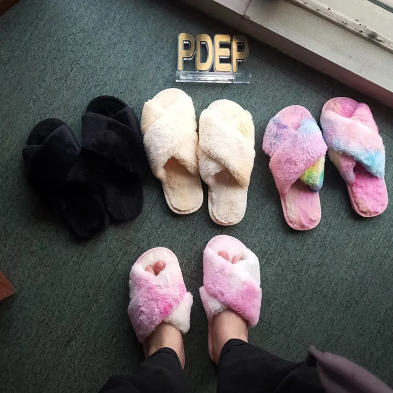 Женские меховые шлепанцы PDEP, уличные, теплые, уютные 
Женские меховые шлепанцы PDEP, уличные, теплые, уютные