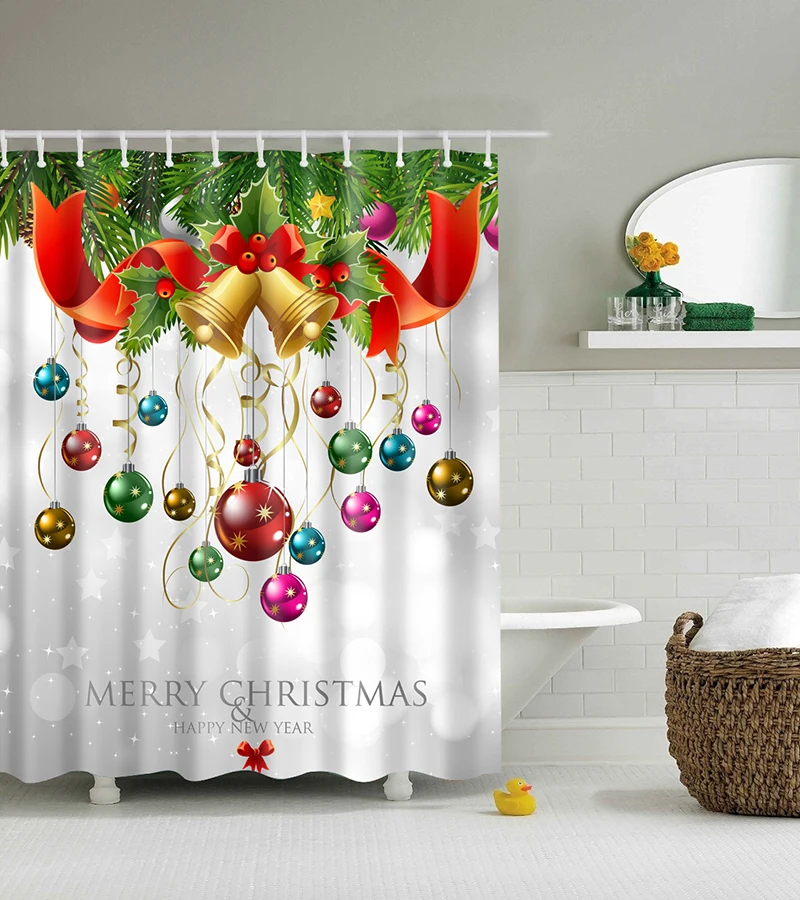 2022 Christmas Decoration Curtains Colorful Holiday Shower Curtain Bathroom Tree Ball Bell Navidad Decoraciones Para El Hogar 
2022 Christmas Decoration Curtains Colorful Holiday Shower Curtain Bathroom Tree Ball Bell Navidad Decoraciones Para El Hogar