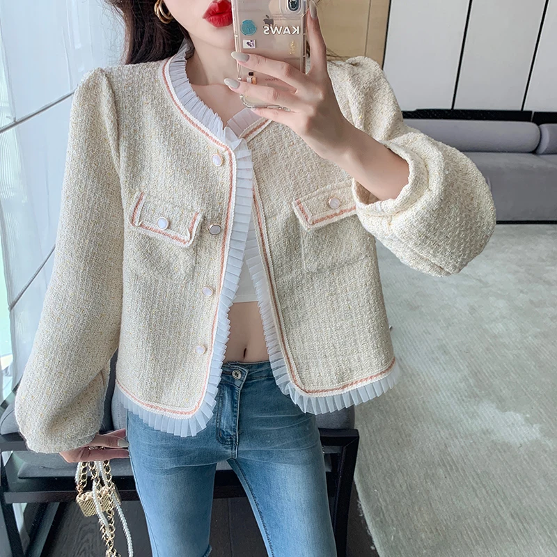 Retro short small Fragrance Jacket Women 2021 Autumn Korean fashion French jacket Women loose tweed coat 
Retro short small Fragrance Jacket Women 2021 Autumn Korean fashion French jacket Women loose tweed coat