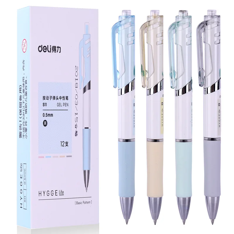12pcs/lot DELI S11 Gel Pen Press-style Black Gel Pen Student Exam Gel Pen 0.5mm Office School Writing Supplies
12pcs/lot DELI S11 Gel Pen Press-style Black Gel Pen Student Exam Gel Pen 0.5mm Office School Writing Supplies