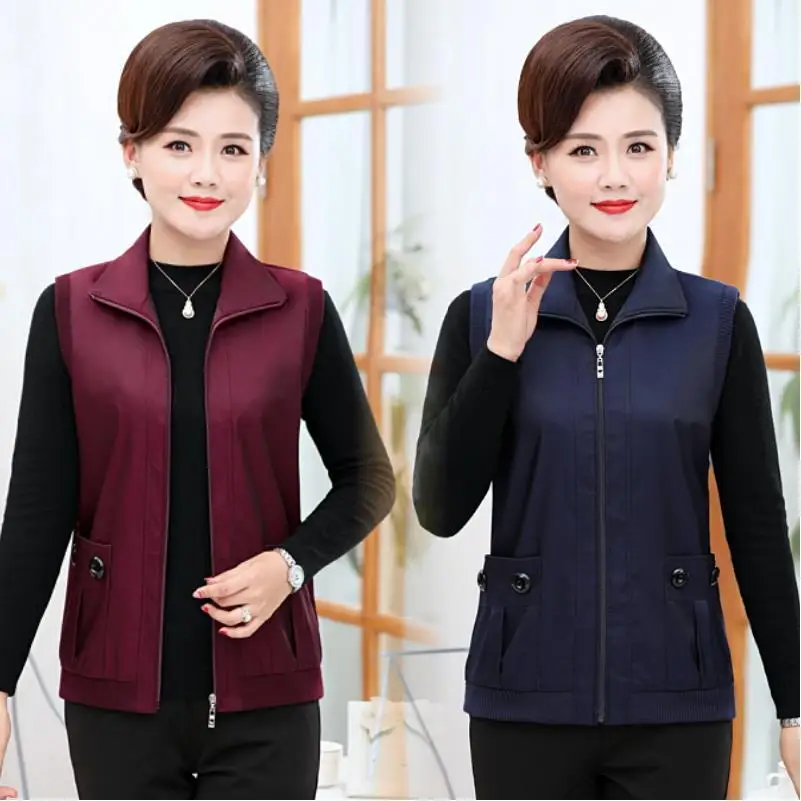 Mother Spring Autumn Lining Sleeveless Jacket Plus size 5XL Short Slim Female Vest Coat Casual Women Zipper Waistcoat Outwear
Mother Spring Autumn Lining Sleeveless Jacket Plus size 5XL Short Slim Female Vest Coat Casual Women Zipper Waistcoat Outwear