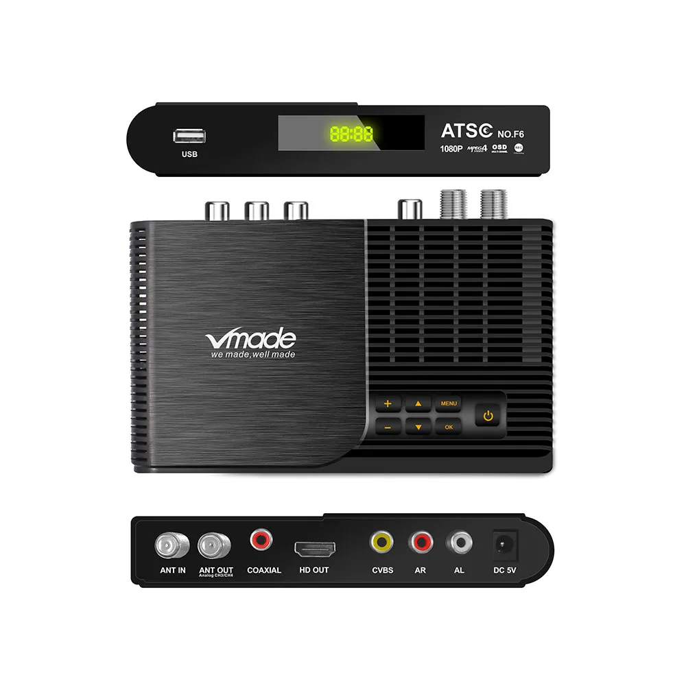 Vmade Full HD 1080P Digital TV Broadcast Receiver DVB ATSC F6 Support Youtube H.264 MPEG4 For USA/Canada/Korea
Vmade Full HD 1080P Digital TV Broadcast Receiver DVB ATSC F6 Support Youtube H.264 MPEG4 For USA/Canada/Korea