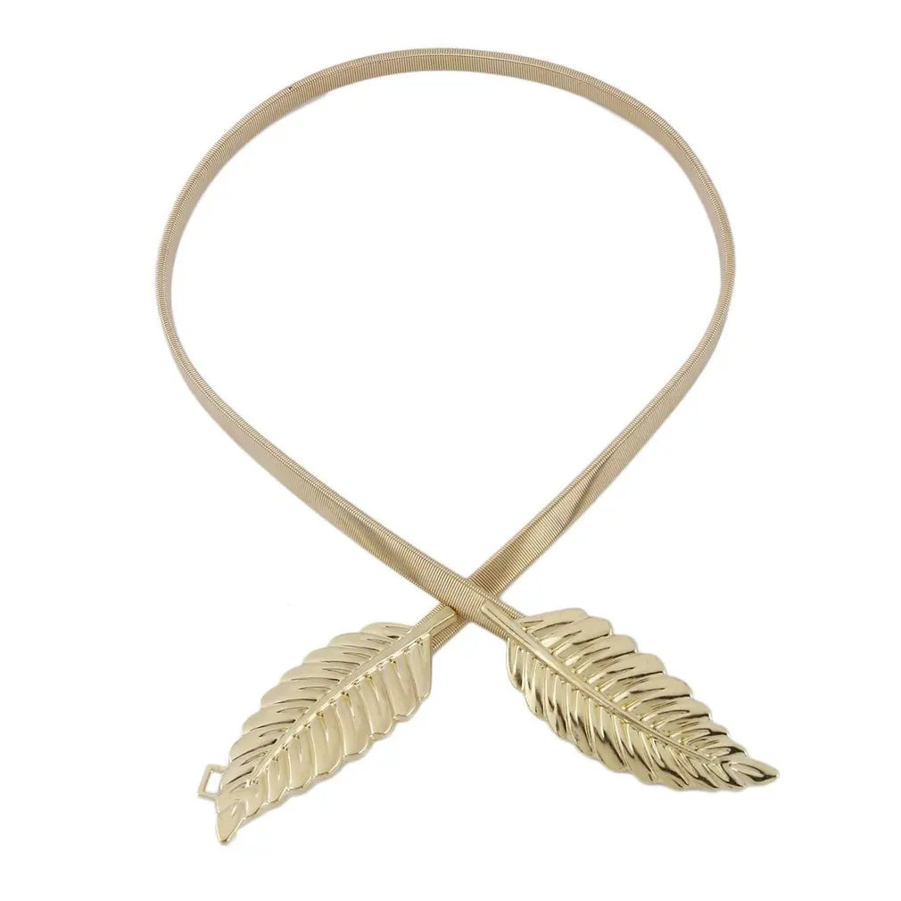 Women Belts Leaf Shape Belt Metal Leaves Cummerbund Clasp Front Stretch Waistband Gold Silver Elastic Waist Belt 
Women Belts Leaf Shape Belt Metal Leaves Cummerbund Clasp Front Stretch Waistband Gold Silver Elastic Waist Belt