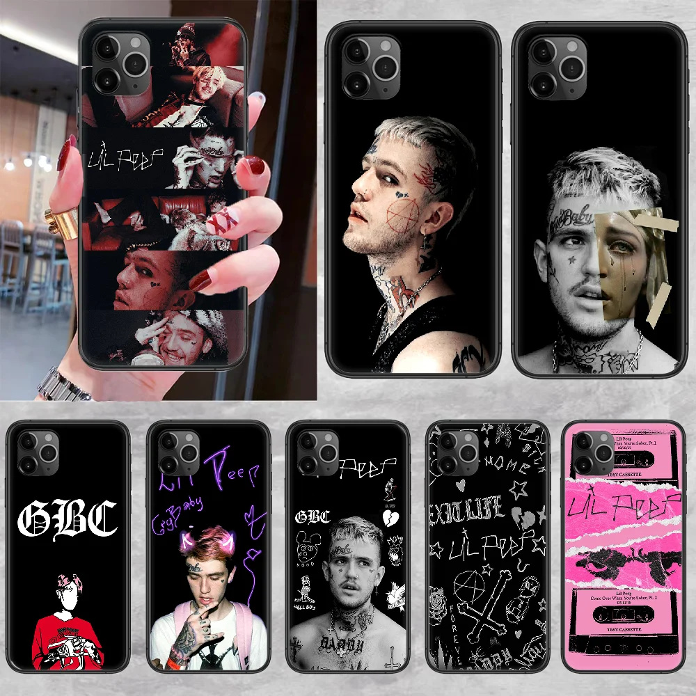 Чехол для телефона rapper lil peep корпус iphone 5 5s se 2 6 6s 7 8 12 mini plus X XS XR 11 PRO MAX Черный