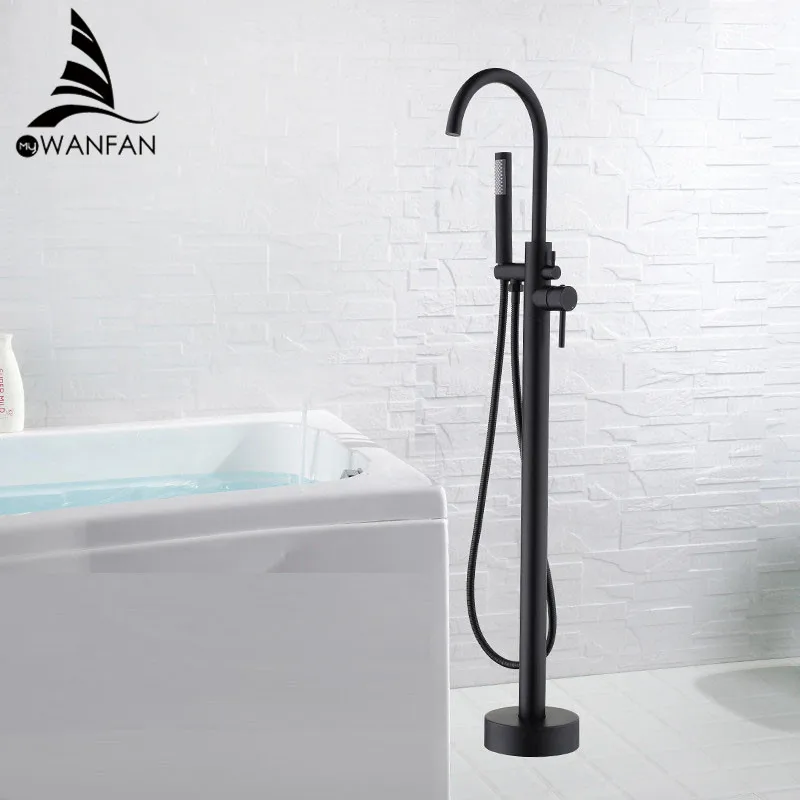 

Однорычажный смеситель для ванной комнаты, черный смеситель для ванны, автономный душевой кран, излив на ванну душ душевой смеситель, WF-877876