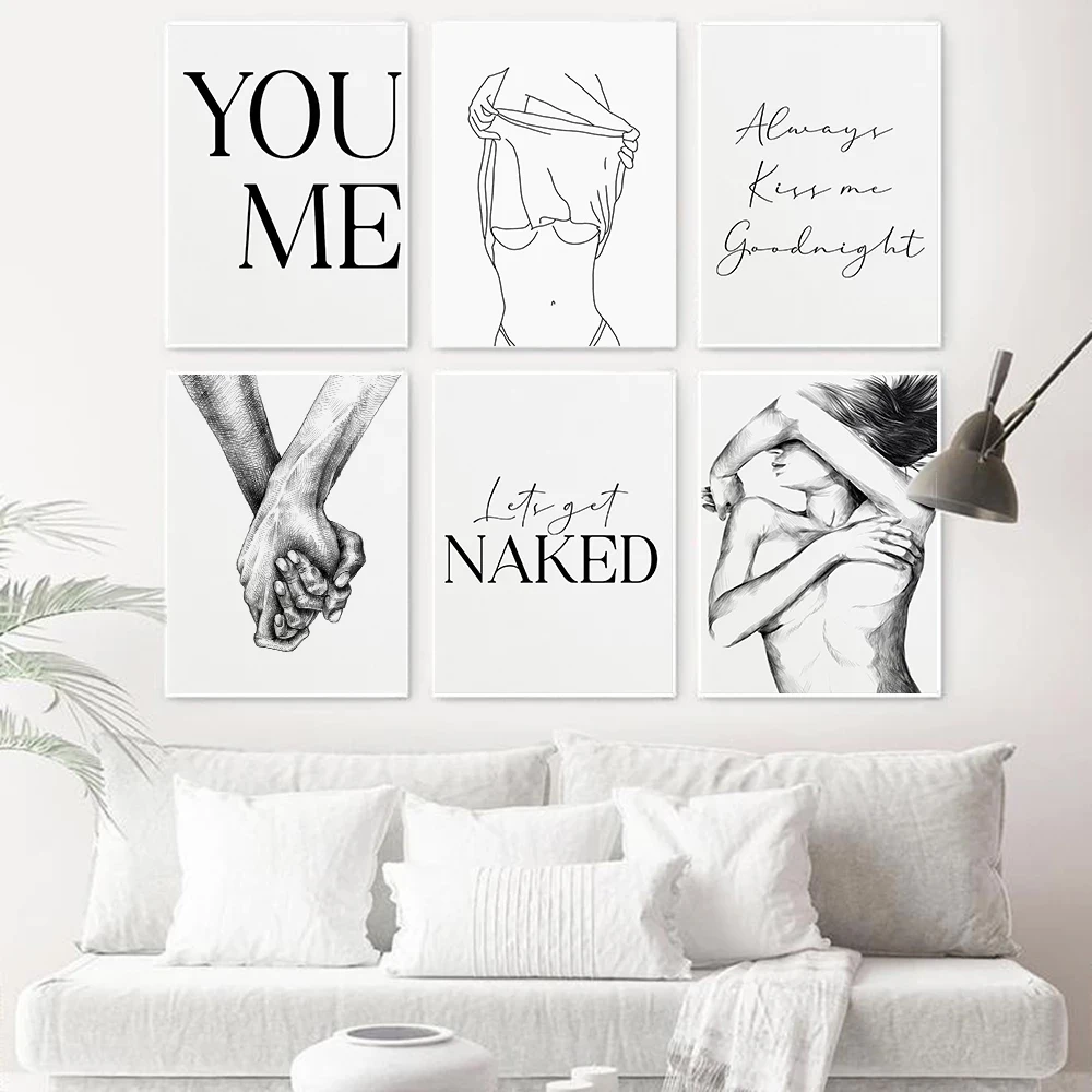 Black White Sketch Line Woman Canvas Painting Get Naked You Me Quotes Art Poster Wall Print Picture Couples Bedroom Nordic Decor
Black White Sketch Line Woman Canvas Painting Get Naked You Me Quotes Art Poster Wall Print Picture Couples Bedroom Nordic Decor