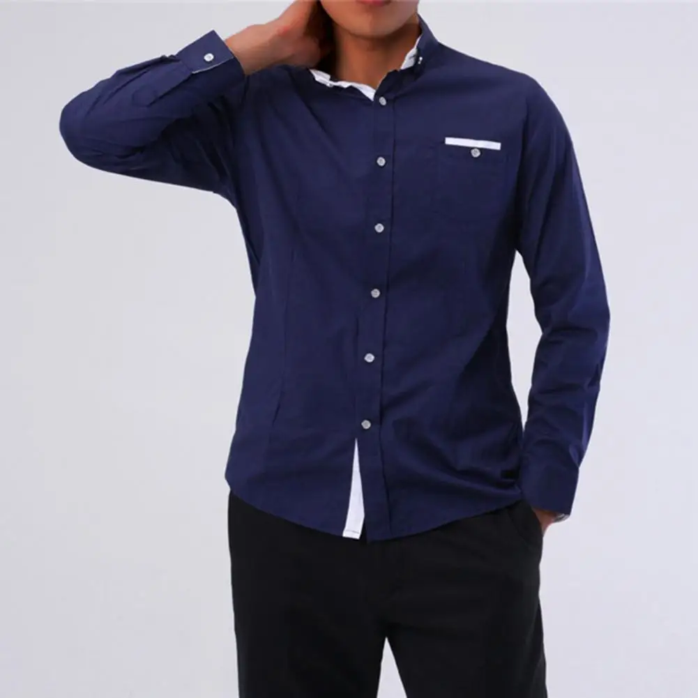 Business Shirt Long Sleeve Pocket Decor Men Shirt Breathable Turn-down Collar Solid Color Lapel Men Shirt Workwear
Business Shirt Long Sleeve Pocket Decor Men Shirt Breathable Turn-down Collar Solid Color Lapel Men Shirt Workwear