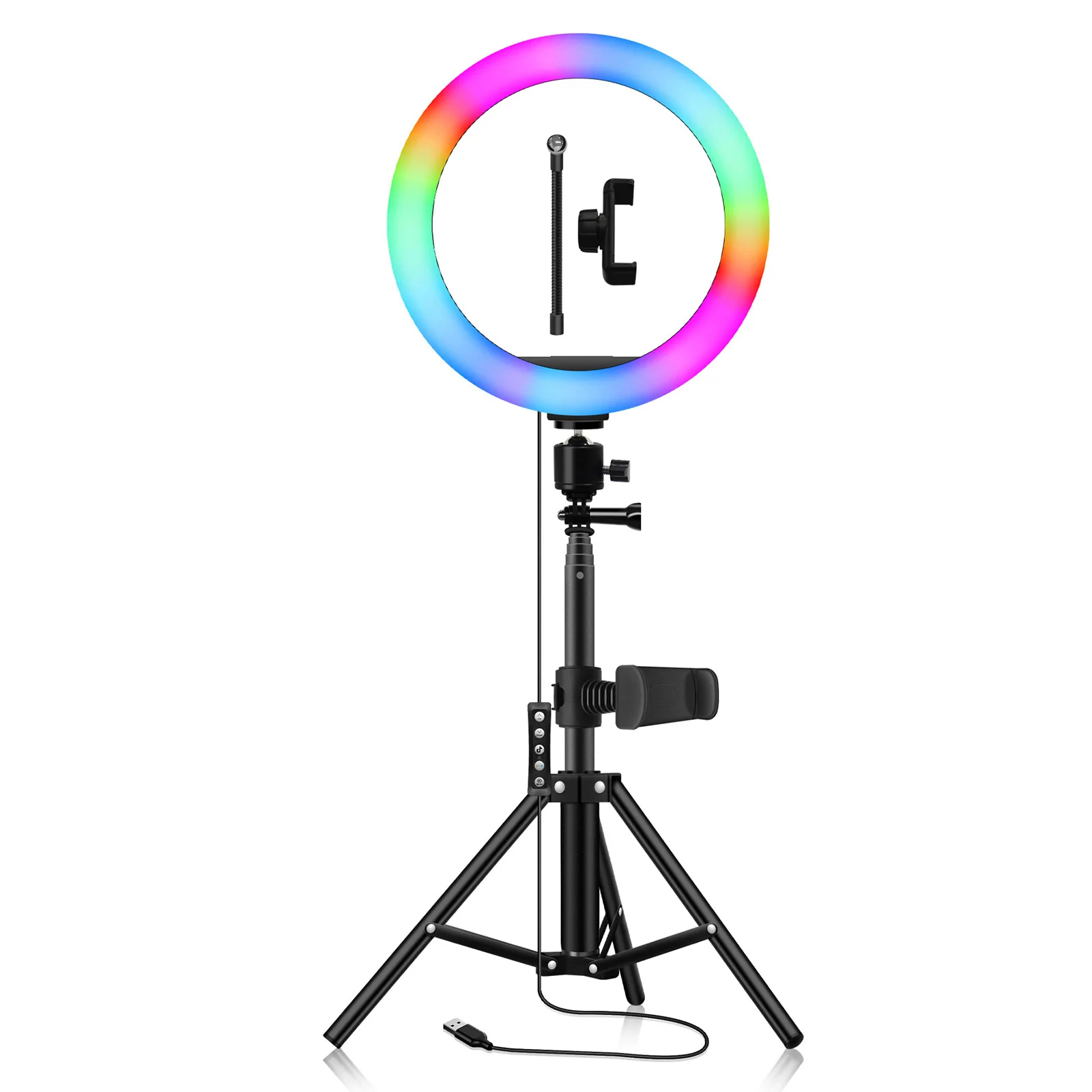 Светодиодный RGB-светильник 10 дюймов со штативом и держателем для мобильного телефона
Светодиодный RGB-светильник 10 дюймов со штативом и держателем для мобильного телефона