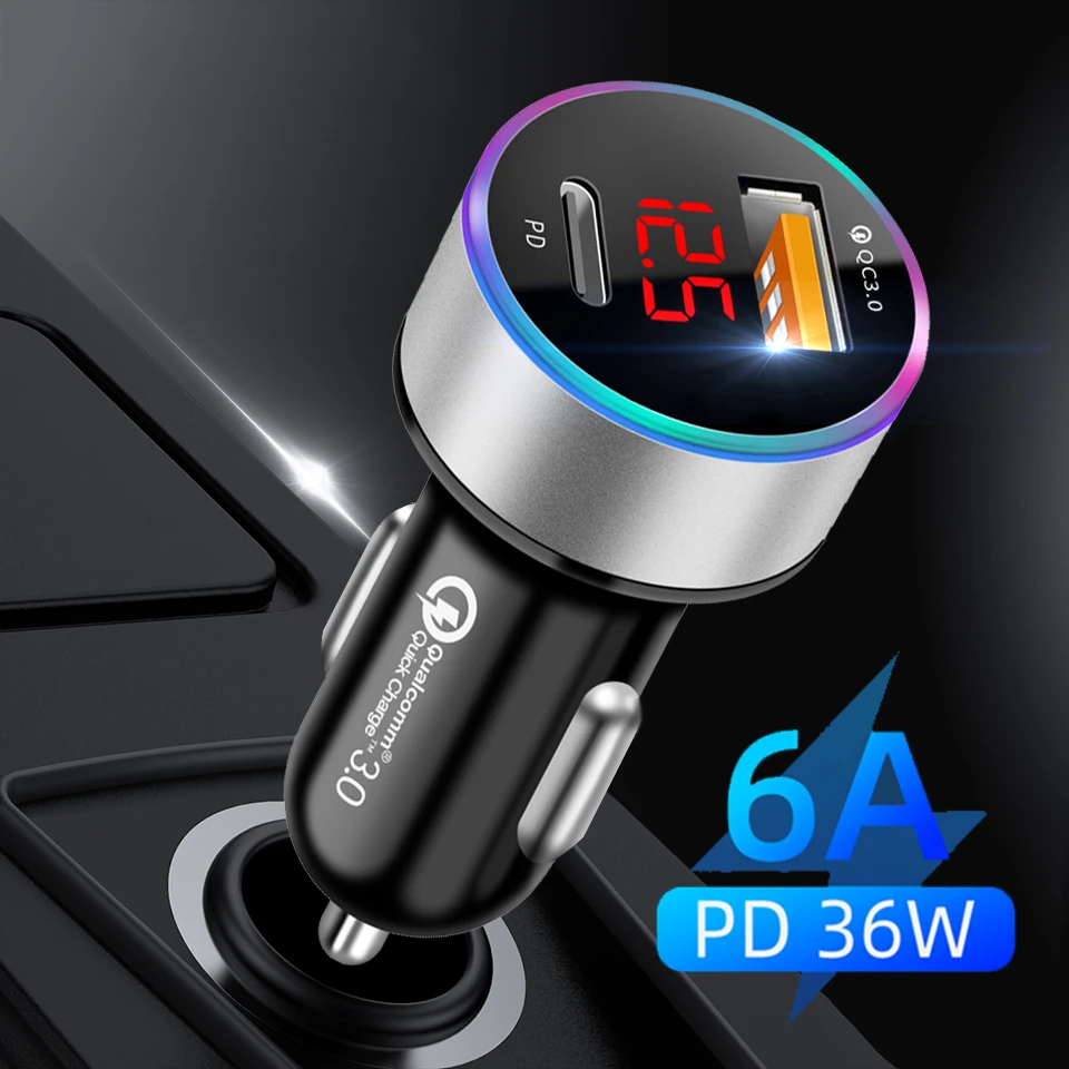 36W Quick Car Charger QC 3.0 PD 3.0 LED Digital Display Fast Charging For iPhone 12 Pro Max Xiaomi 11 Samsung S21 S20 Huawei P40
36W Quick Car Charger QC 3.0 PD 3.0 LED Digital Display Fast Charging For iPhone 12 Pro Max Xiaomi 11 Samsung S21 S20 Huawei P40