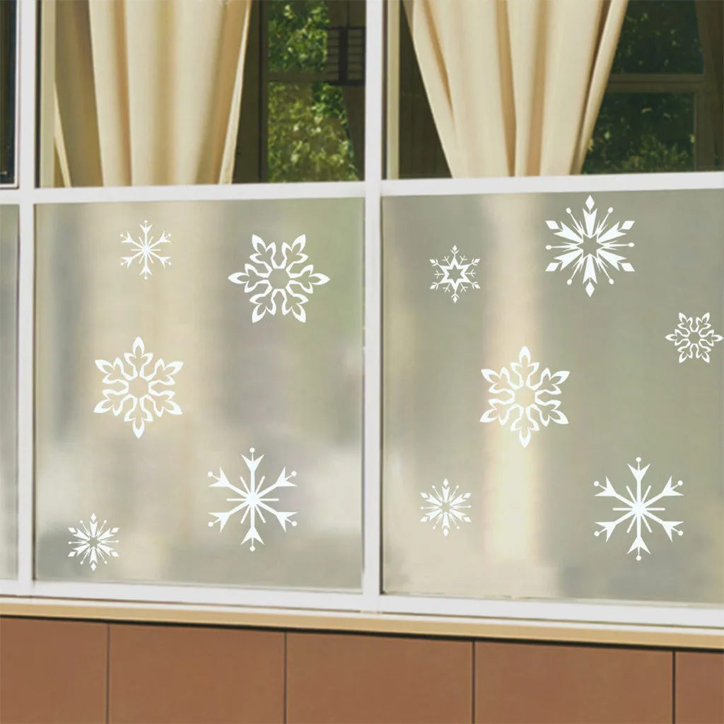 Прозрачная стеклянная наклейка белая Снежинка Рождественская Наклейка на стену