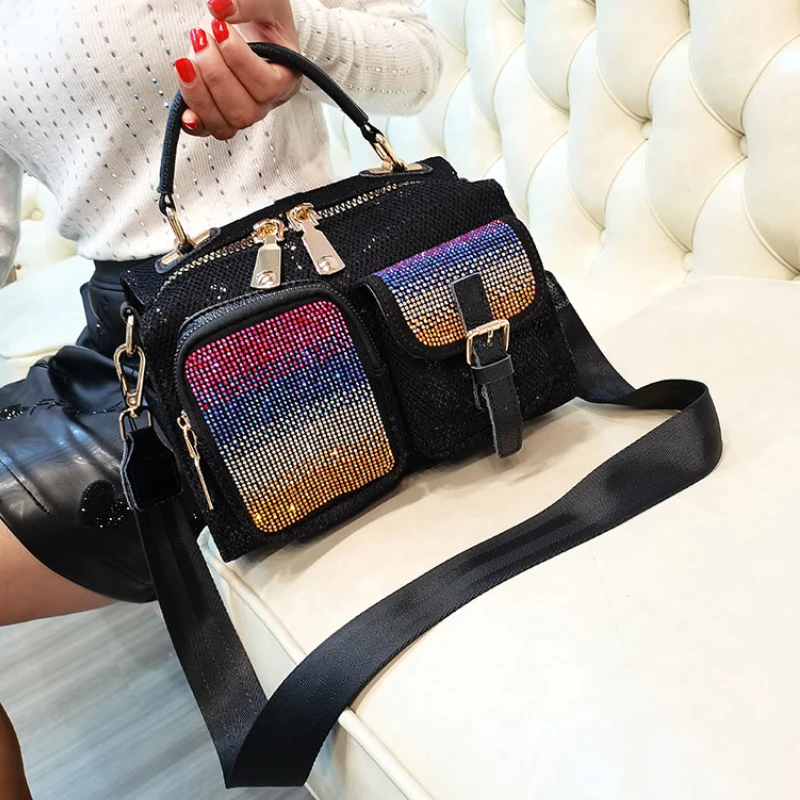 

Luxury Designer Women's Bag 2021 Ita Sac A Main Femme Fancy Frills Shining Sequines Handbag Multifunctional Shoulder Bolsa