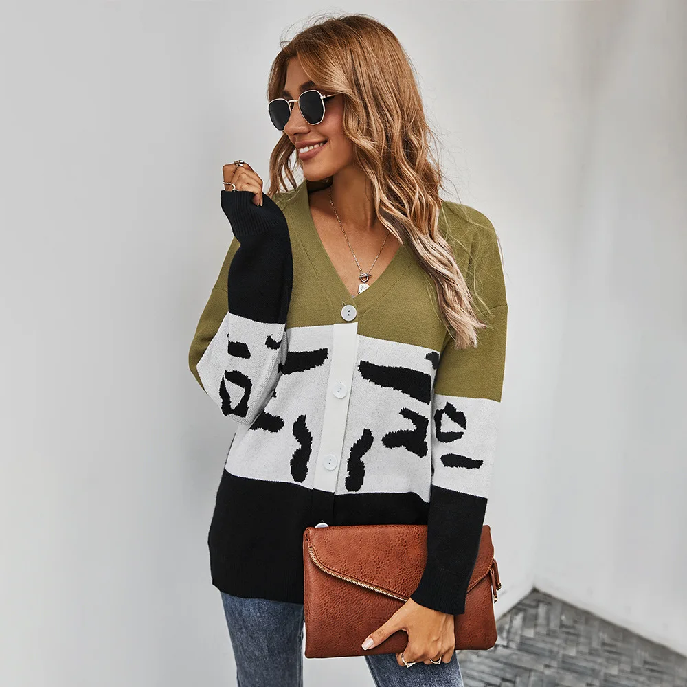 Loose Knitted Cardigan Female Casual Sweater Color Patchwork Knitwear Coat Womens Fall Winter Pullover Knit Jacket Stylish
Loose Knitted Cardigan Female Casual Sweater Color Patchwork Knitwear Coat Womens Fall Winter Pullover Knit Jacket Stylish