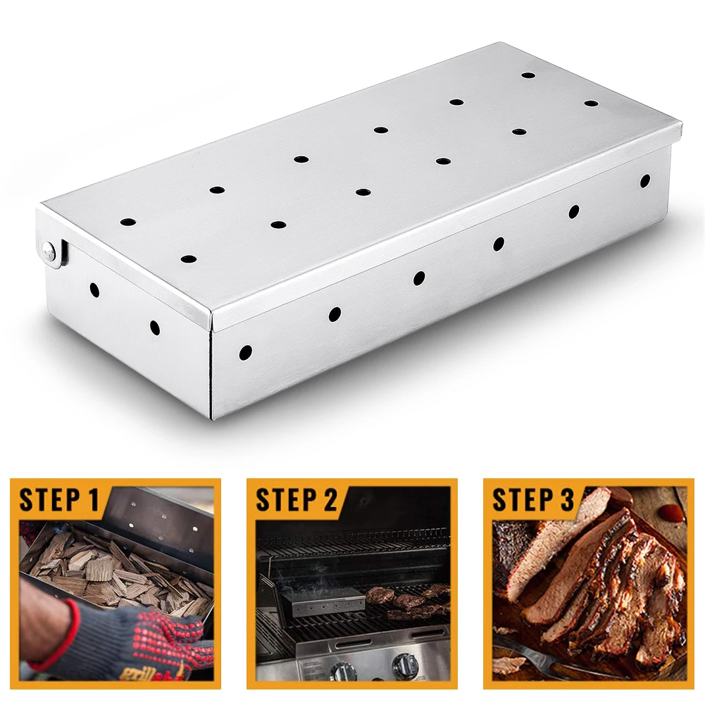 Kitchen BBQ Smoker Box Stainless Steel Smoker Box Household Wooden Chip Smoker Case Grilling Barbecue Accessories
Kitchen BBQ Smoker Box Stainless Steel Smoker Box Household Wooden Chip Smoker Case Grilling Barbecue Accessories