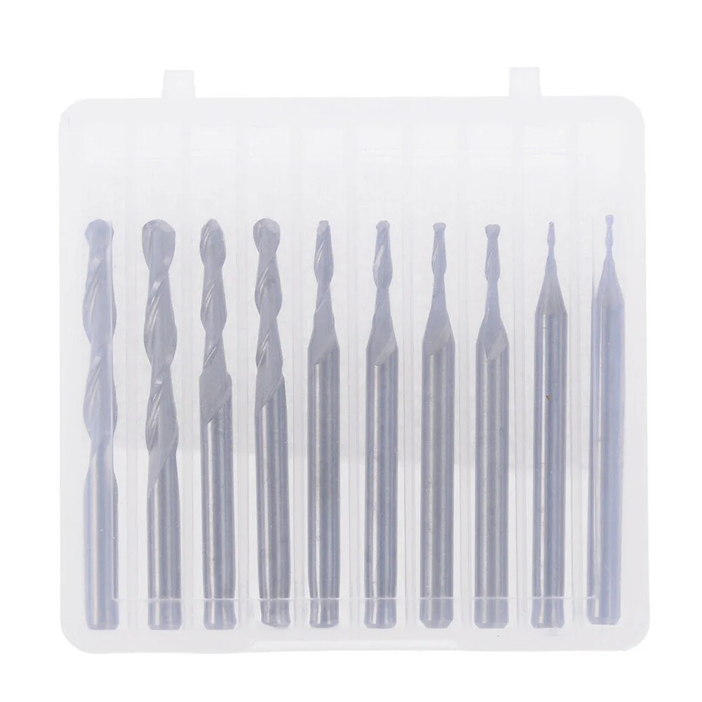 10pcs 1/1.5/2/2.5/3.175mm Carbide Ball Nose End Mill CNC Engraving Router Bits CNC Taper Wood Metal Milling Cutter
10pcs 1/1.5/2/2.5/3.175mm Carbide Ball Nose End Mill CNC Engraving Router Bits CNC Taper Wood Metal Milling Cutter
