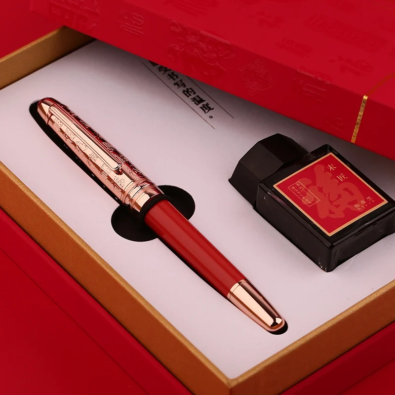 2021 Mojiang P135 Metal Resin Fountain Pen Chinese "Fu" Beautiful Cap Pearl Top EF Nib 0.4mm Coral Red Writing Office Pen
2021 Mojiang P135 Metal Resin Fountain Pen Chinese "Fu" Beautiful Cap Pearl Top EF Nib 0.4mm Coral Red Writing Office Pen