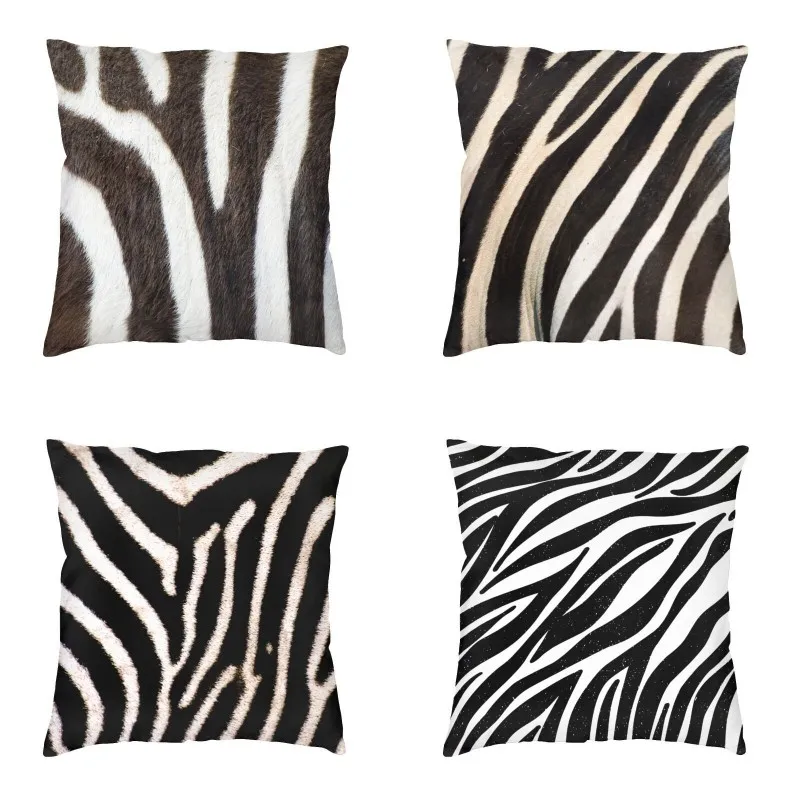 

Tropical Wild Animal Leather Zebra Skin Throw Pillow Case Home Decoration Geometry Stripes Cushion Cover Square Pillowcover