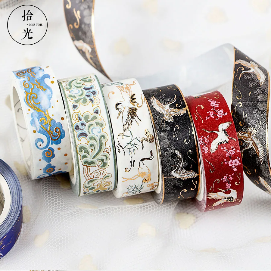 Chinese Retro Divine Gold Pattern Crane Gilding Washi Tape Set DIY Scrapbooking Sticker Label Masking Tape School Office Supply
Chinese Retro Divine Gold Pattern Crane Gilding Washi Tape Set DIY Scrapbooking Sticker Label Masking Tape School Office Supply