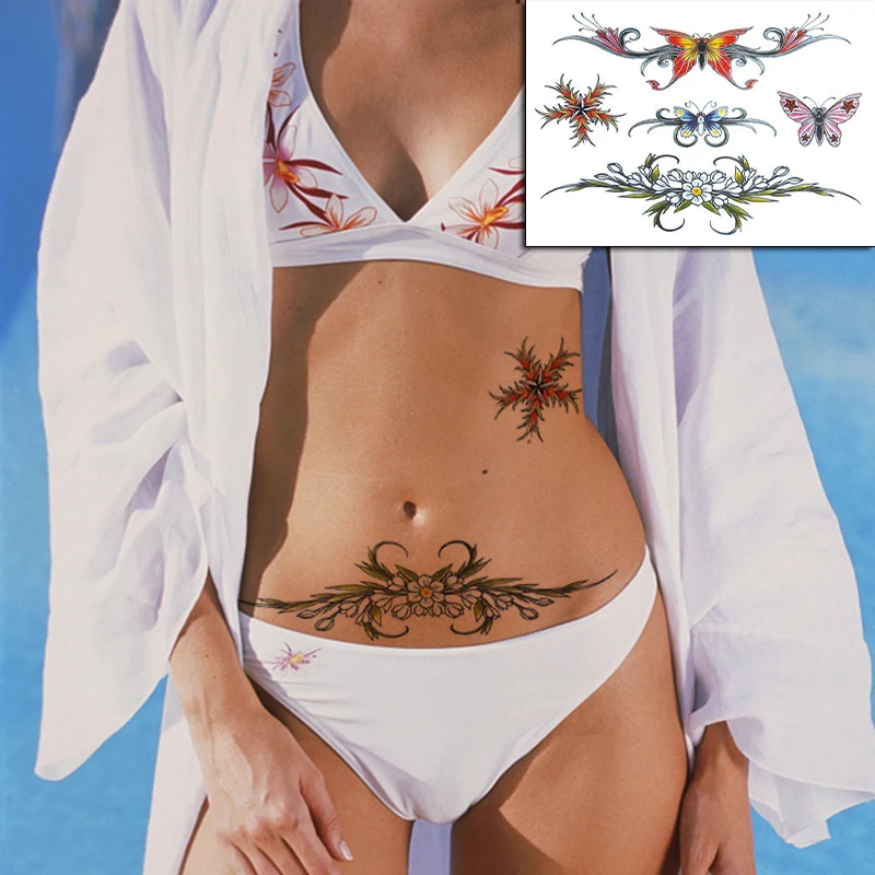 Временная татуировка сексуальные татуировки наклейки сексуальная роза венок в