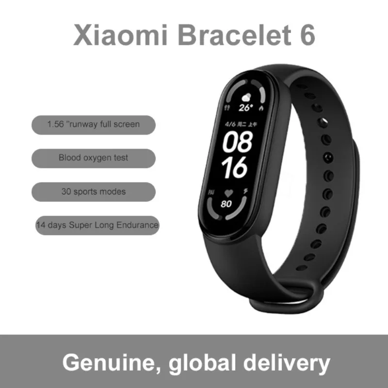 В наличии распродажа, только черный оригинальный фитнес-браслет XIaomi Mi Band 6 1,56 дюйма, Смарт-часы для IOS и Android 
В наличии распродажа, только черный оригинальный фитнес-браслет XIaomi Mi Band 6 1,56 дюйма, Смарт-часы для IOS и Android