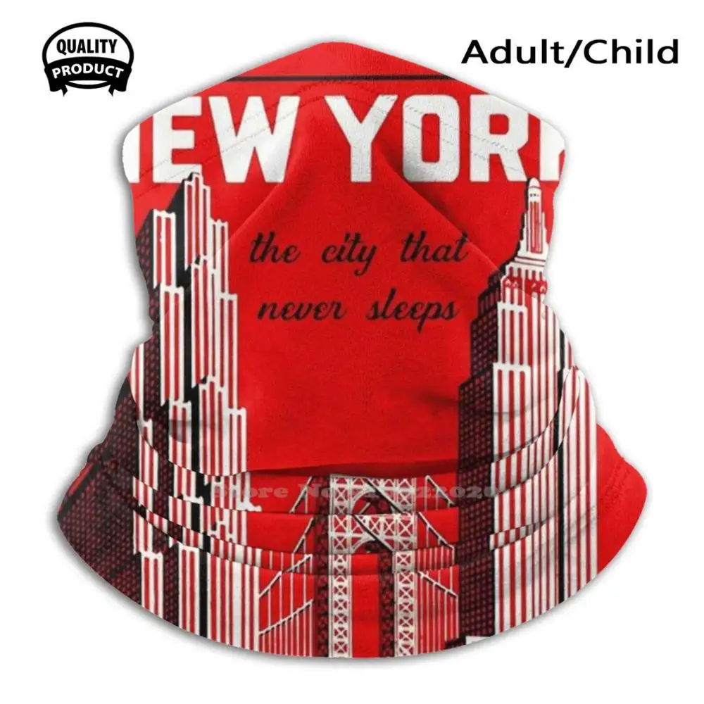 

Vintage New York City Skyline Travel Poster Windproof Sport Soft Warm Mouth Mask Vintage Travel Retro Travel Travel Ad New York