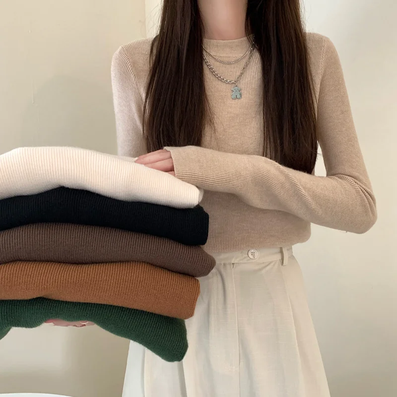 Knitwear 2021 Autumn Winter Korean Version with Round Neck on the Inside and Round Neck on the Outside Slim Long Sleeve Bottomed
Knitwear 2021 Autumn Winter Korean Version with Round Neck on the Inside and Round Neck on the Outside Slim Long Sleeve Bottomed