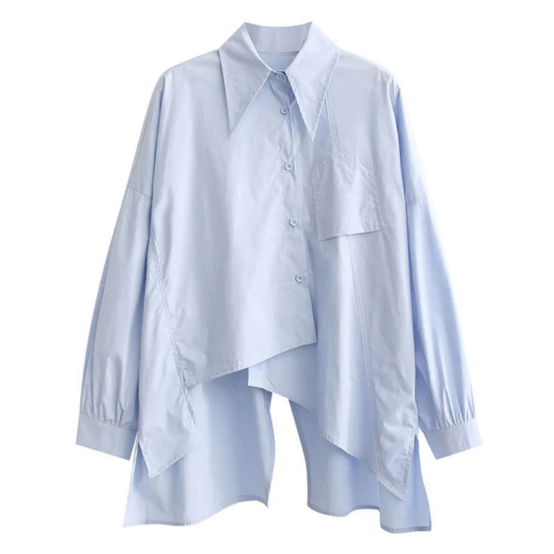 Sister Fara New Spring 2021 Asymmetrical Blouses Women Turn-Down Collar Single Breasted Shirt Office Lady Solid Casual Shirts
Sister Fara New Spring 2021 Asymmetrical Blouses Women Turn-Down Collar Single Breasted Shirt Office Lady Solid Casual Shirts