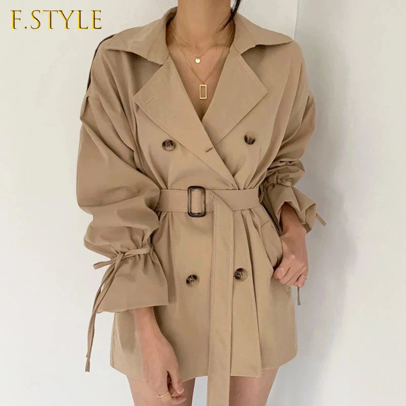 

2021 Tide Elegant Women Trench Fashion Office Lady Sash Coat Outwear Tide Autumn Chic Korean Tops Loose Coats Khaki