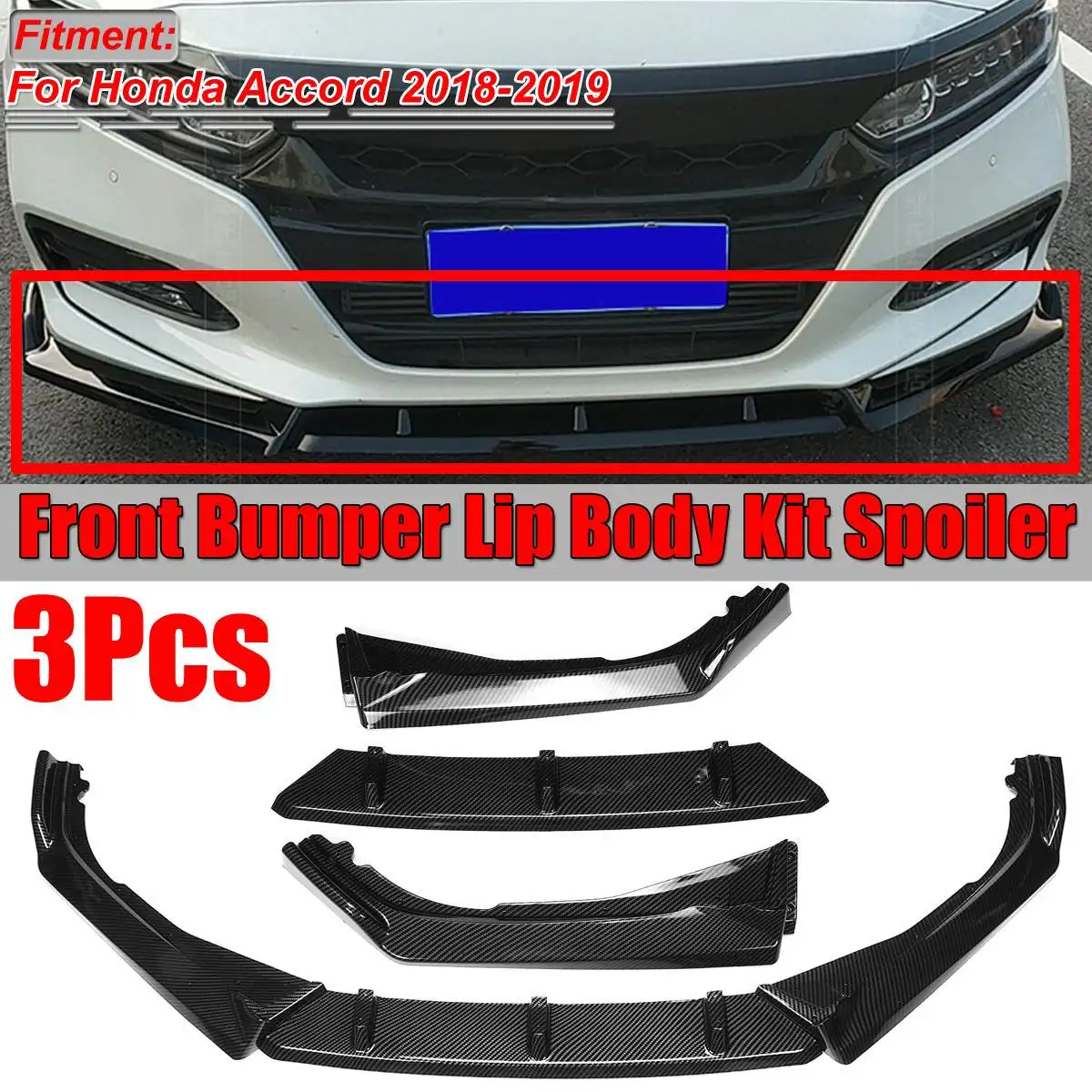 Carbon Fiber Look Car Front Bumper Lip Deflector Lips Spoiler Guard Body Kit Cover Trim For Honda For Accord 10th Gen 2018 2019
Carbon Fiber Look Car Front Bumper Lip Deflector Lips Spoiler Guard Body Kit Cover Trim For Honda For Accord 10th Gen 2018 2019
