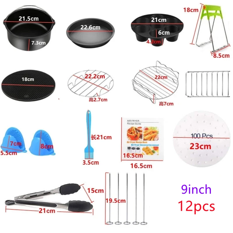 7inch 8 Inch 9inch 7pcs/12pcs Air Fryer Accessories For Gowise Phillips XXL XL Cozyna Secura Fit Airfryer Accessories
7inch 8 Inch 9inch 7pcs/12pcs Air Fryer Accessories For Gowise Phillips XXL XL Cozyna Secura Fit Airfryer Accessories