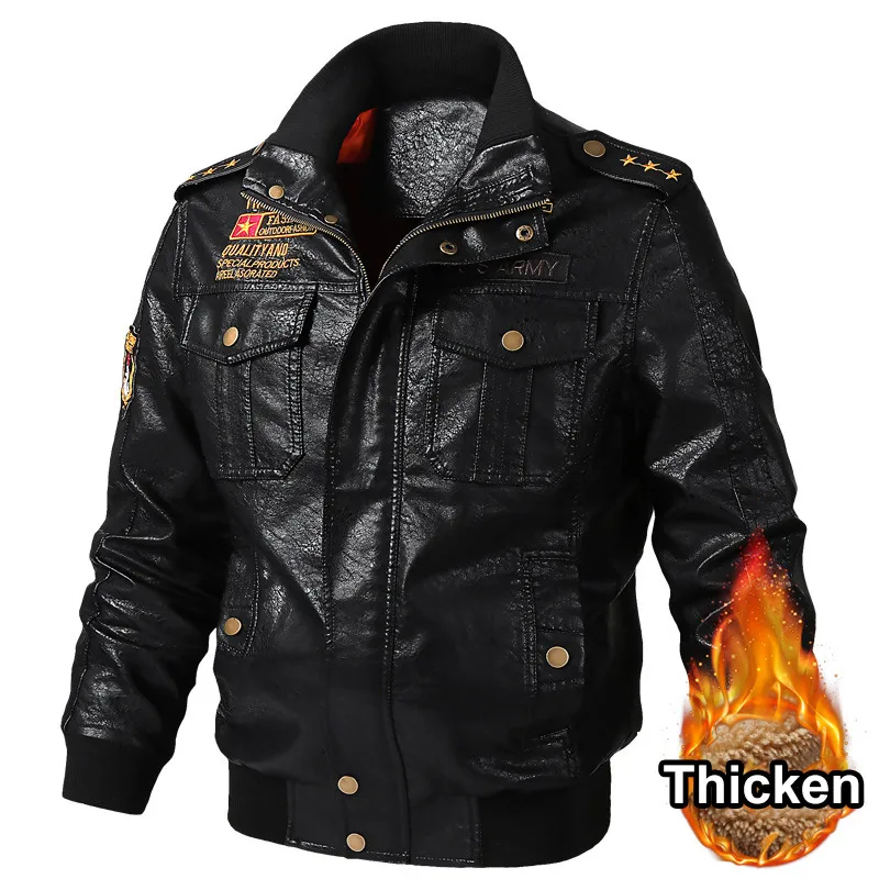 2021 Winter Warm Pu Leather Bomber Jacket Coats Biker Jacket Men Military Vintage Faux Leather Jacket M-6XL Jaqueta De Couro
2021 Winter Warm Pu Leather Bomber Jacket Coats Biker Jacket Men Military Vintage Faux Leather Jacket M-6XL Jaqueta De Couro