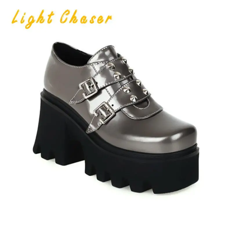 Fashion Thick-soled Women's Shoes Square Heel Increase Belt Buckle Women's Leather Shoes Women's High Heels Large Size 35-43
Fashion Thick-soled Women's Shoes Square Heel Increase Belt Buckle Women's Leather Shoes Women's High Heels Large Size 35-43