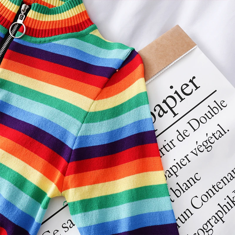 MUMUZI Rainbow striped half-high collar bottoming shirt female 2019 early autumn slim slimming long-sleeved sweater fashion
MUMUZI Rainbow striped half-high collar bottoming shirt female 2019 early autumn slim slimming long-sleeved sweater fashion