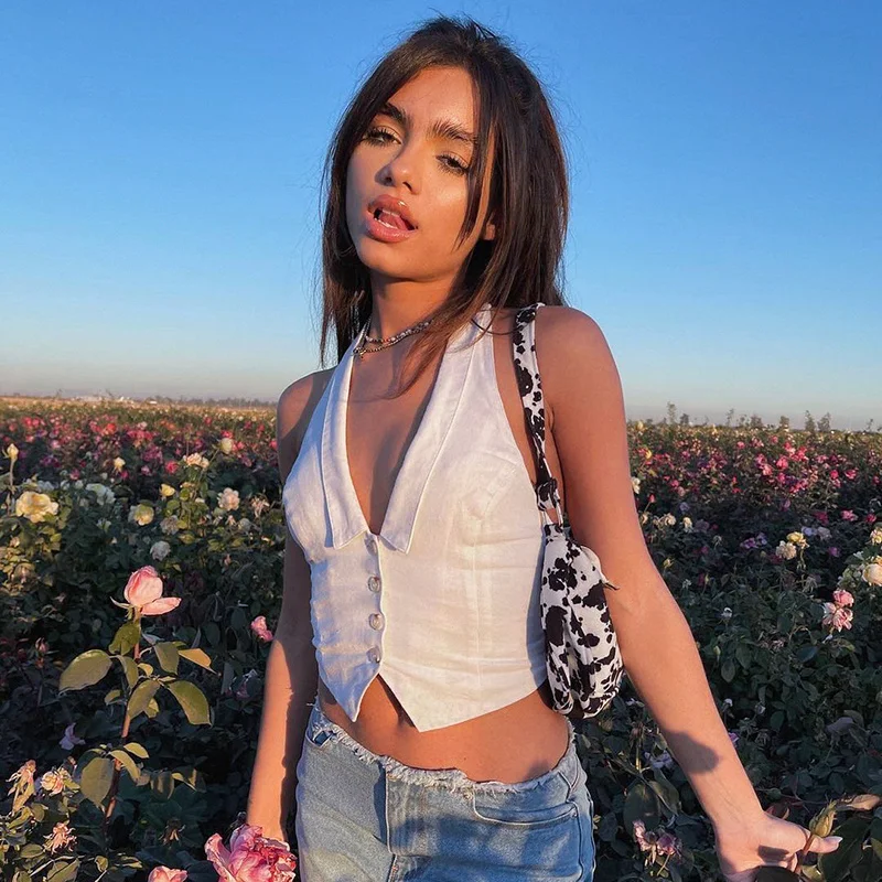 ZOVSV Vintage White V Neck Sleeveless Crop Top Backless Sexy Suit Tanks Camis Top Button Up Summer Streetwear 2021 Y2K 90s
ZOVSV Vintage White V Neck Sleeveless Crop Top Backless Sexy Suit Tanks Camis Top Button Up Summer Streetwear 2021 Y2K 90s