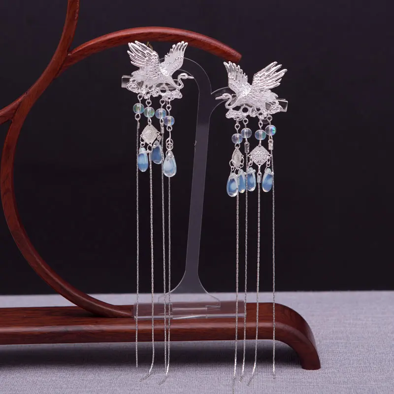 

Ancient style hair accessories step shaking Hanfu headdress pair of cranes tassels costumes classical aesthetic retro hairpin
