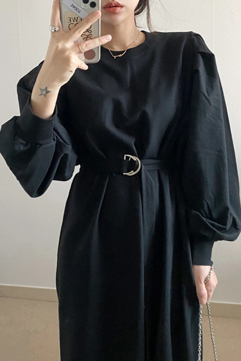 ZCSMLL Korean Temperament Round Neck Tie Waist Vestido Thin Long Over-the-knee Lantern Sleeve Dress Women 2021 Spring Summer
ZCSMLL Korean Temperament Round Neck Tie Waist Vestido Thin Long Over-the-knee Lantern Sleeve Dress Women 2021 Spring Summer