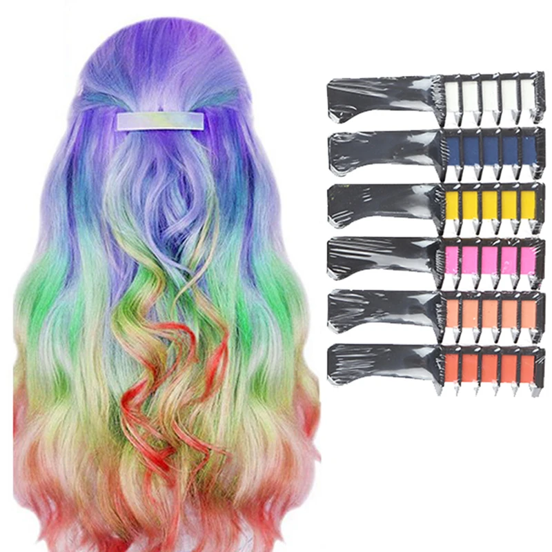 Pro 6 Colors Mini Disposable Hair Color Dye Comb Personal Salon Use Temporary Crayons Hair Dyeing Tool Color Chalk Easy To Use
Pro 6 Colors Mini Disposable Hair Color Dye Comb Personal Salon Use Temporary Crayons Hair Dyeing Tool Color Chalk Easy To Use