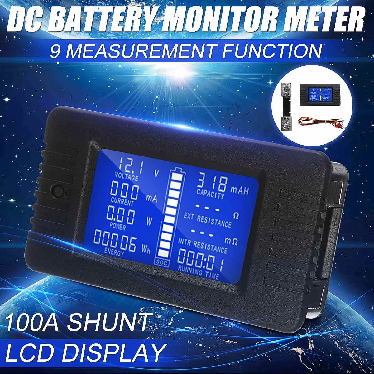 LCD Display DC 100A Battery Voltage Monitor Meter 0-200V Volt Amp For Cars RV Solar System electricity Voltage Meter Monitor
LCD Display DC 100A Battery Voltage Monitor Meter 0-200V Volt Amp For Cars RV Solar System electricity Voltage Meter Monitor
