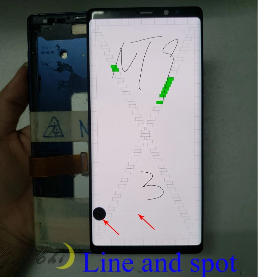 Для Samsung Note 9 ЖК дисплей сенсорный N960 для Note9 красный экран и с небольшим черным