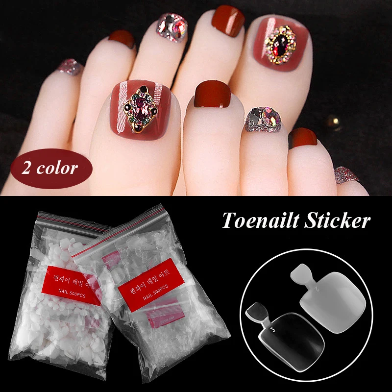 

500Pcs False Fake Artificial Toe Nails Tips French Foot Tips Acrylic Professional Nail Art Decor Full Cover Toenails Manicure