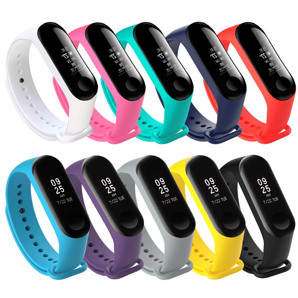 Ремешок силиконовый для смарт часов Xiaomi Mi band 4 3 цветной мягкий спортивный браслет