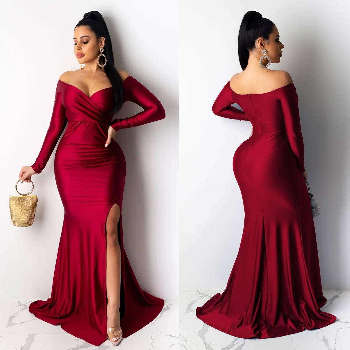Autumn Winter Women Off Shoulder Plunging V-neck High Side Split Maxi Dress Sexy Night Party Club Long Dresses Red Blue S XXL
Autumn Winter Women Off Shoulder Plunging V-neck High Side Split Maxi Dress Sexy Night Party Club Long Dresses Red Blue S XXL