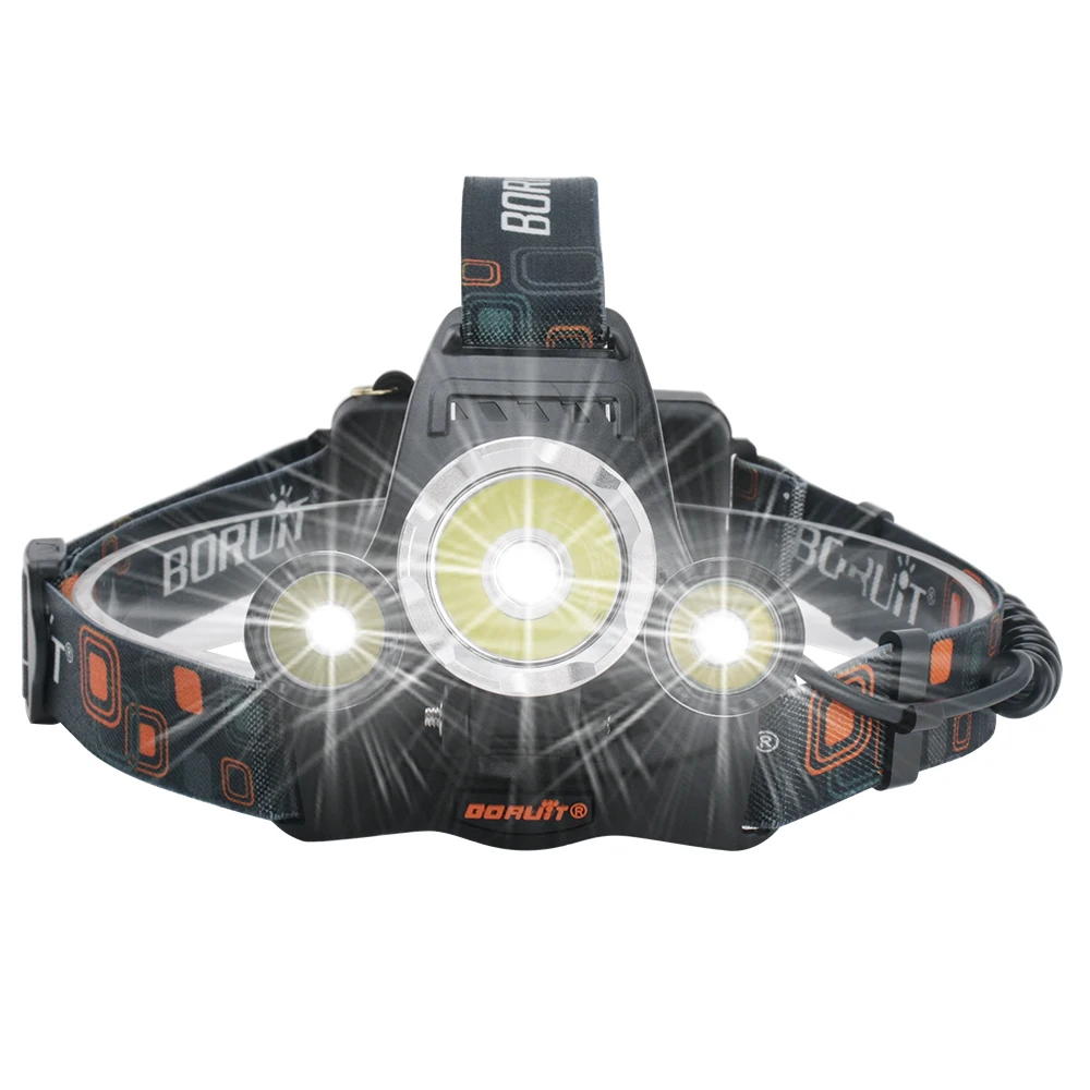 

BORUiT RJ-3000 XM-L2 LED Headlamp 3000LM 4-Mode USB Rechargeable Waterproof Headlight Camping Hunting Fishing Head Torch 18650