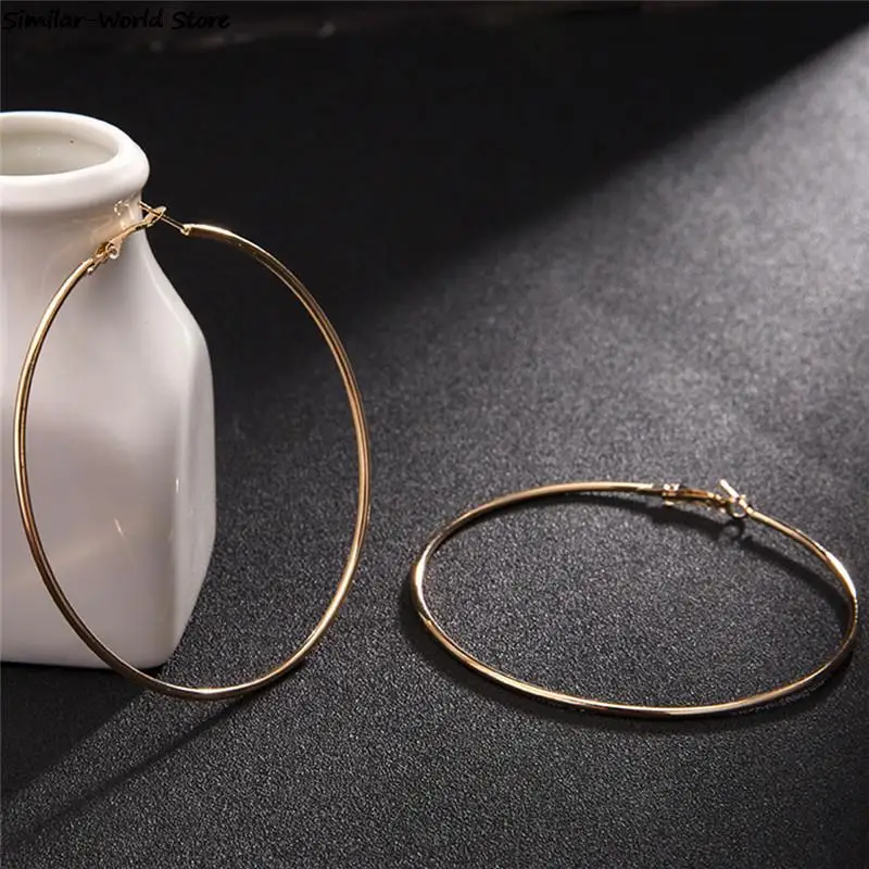 Большие гладкие серьги-кольца 4 см 8 10 Модные женские золотые гипербольные