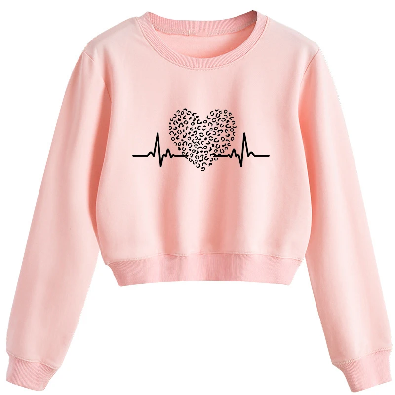 Women Leopard Heartbeat Long Sleeve Print Clothes Lady Love Crop Pullover Graphic Clothes Female Sweatshirt Street Fashion Tops
Women Leopard Heartbeat Long Sleeve Print Clothes Lady Love Crop Pullover Graphic Clothes Female Sweatshirt Street Fashion Tops