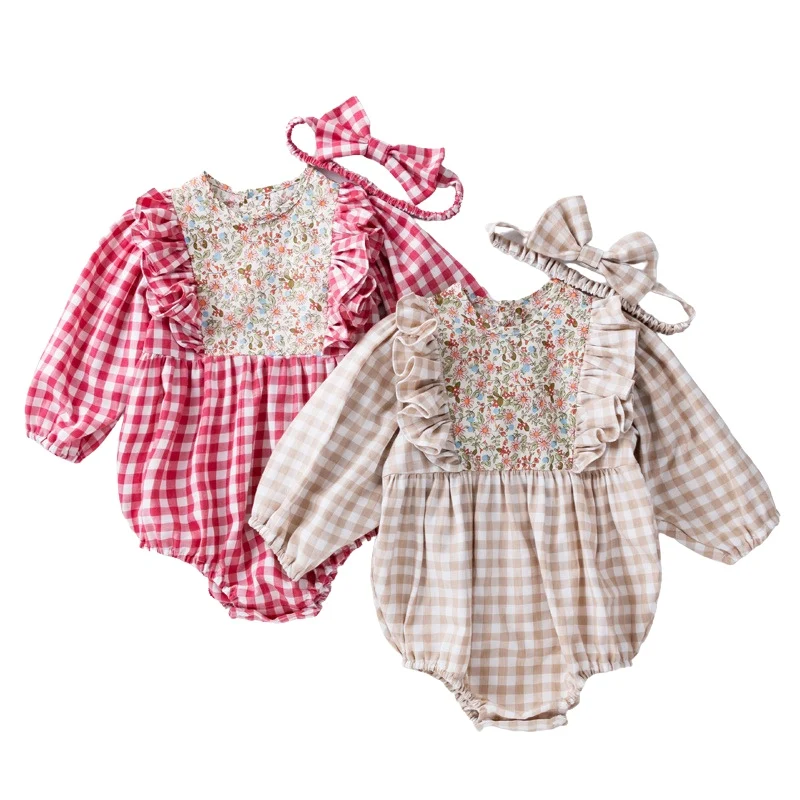 Baby Girls Spring Bodysuits Plaid Style Ruffle Hem Playsuits with Bowknot Headbands Infants Children Clothes
Baby Girls Spring Bodysuits Plaid Style Ruffle Hem Playsuits with Bowknot Headbands Infants Children Clothes